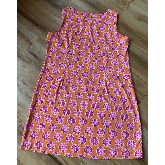 Lulu B Bright Beachy Tank Dress Pink Orange XL Medallion Greek Key Cover Up - Picture 6 of 8